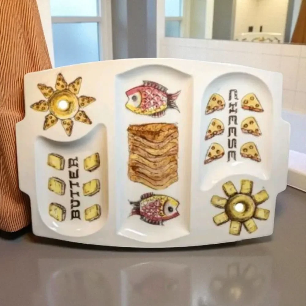 LEFTON Divided Bagels Lox Platter Vintage Tray Ceramic 14.25
